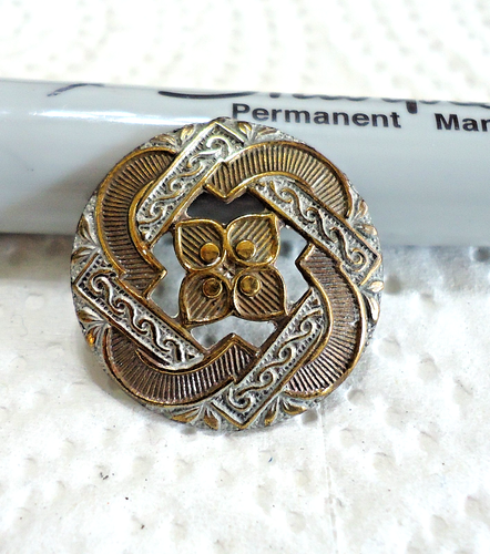 Antique Cold Paint Pierced Metal Button 7/8"