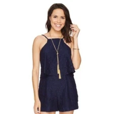 Lilly Pulitzer Navy Blue Sleeveless Resort Vacation Celyn Lace Romper Size 4