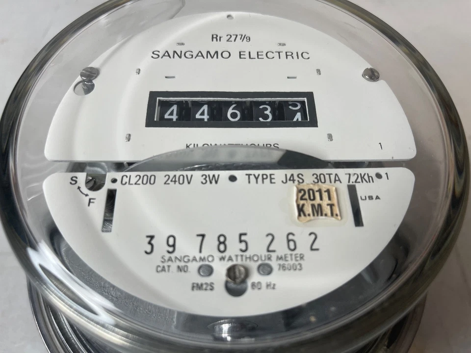 Sangamo Type J4S Electric Watthour Meter CL200 240V 3W 30TA 7.2kh *GLASS COVER* - Image 4 of 4