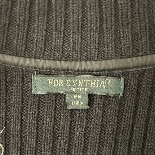 For Cynthia Quilted Sweater jacket Womens PS Petite Black Full zip - Picture 4 of 11