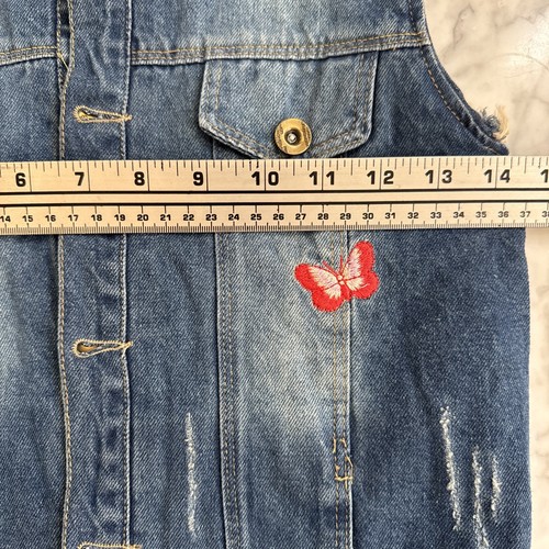 Girls Denim Vest Floral Embroidered Sleeveless Vest Jacket Size 16 - Picture 15 of 17