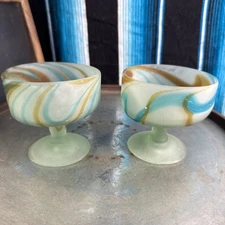 VTG Spiral Bubble 4" Art Glass Hand Blown Mate Bubble Glass Goblet OOAK Rare!