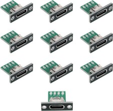 10 Pcs USB C Panel Mount Connector DIY Type C Female Socket Green