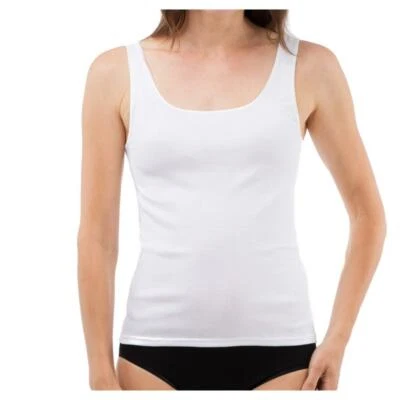 Pack de 3 camisetas interiores de mujer de algodón Schöller camisa axila acabado brillante acanalado fino