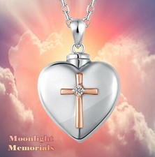 New Angel Wings Heart Cross Urn Cremation Pendant Ashes Memorial Necklace