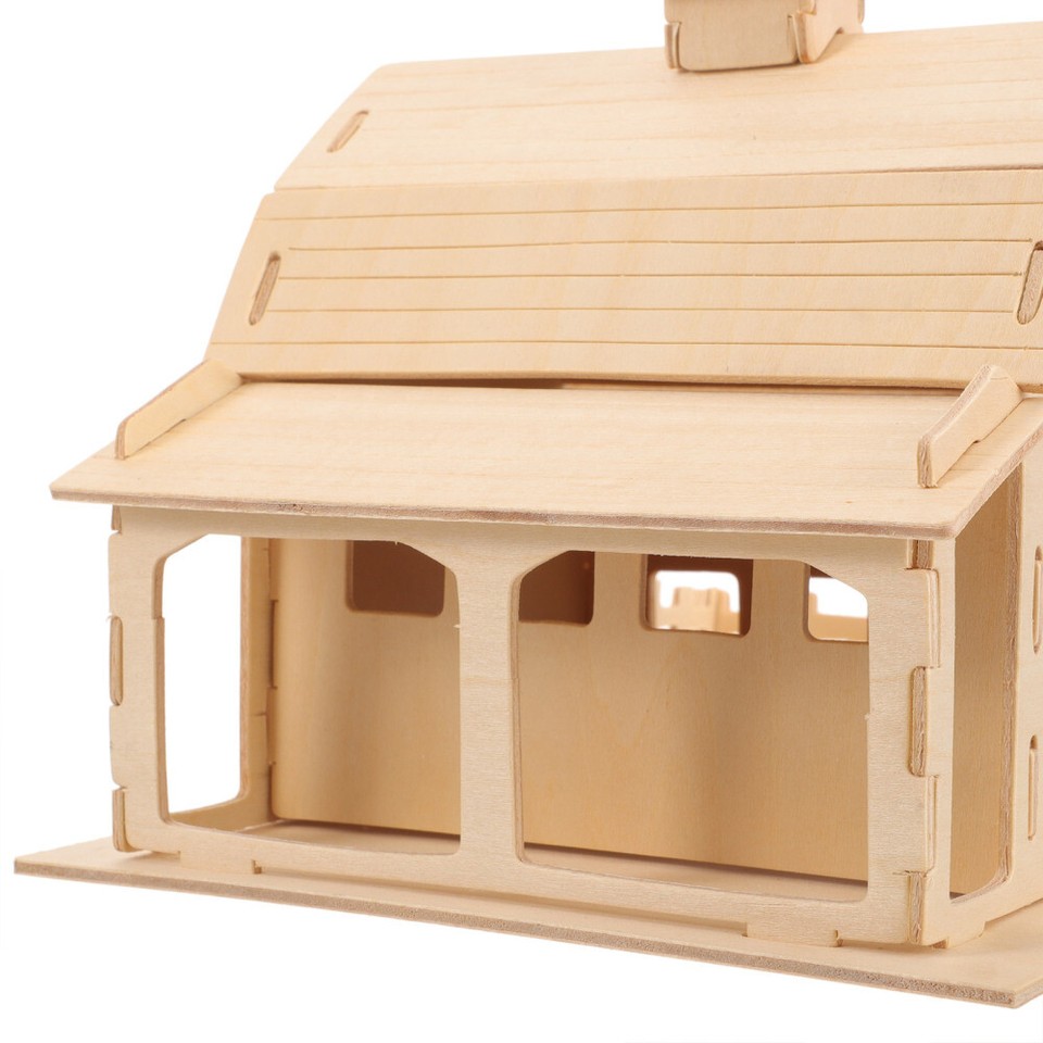 1 Set DIY Wooden Barn Puzzle Farm Barn Model Kids Barn Educational