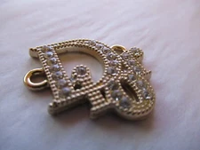 DIOR ZIPPER PULL CHARM  GOLD tone metal CLEAR RHINRSTONES 23X21mm