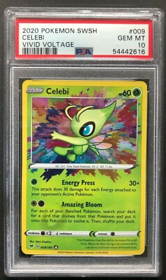 2020 Pokemon SWSH Celebi PSA 10 Gem Mint Vivid Voltage #009/185