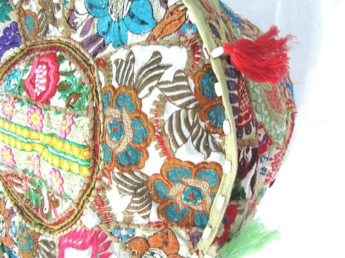 Khambadiya Floral Patchwork Round Bean Bag Pouf Ottoman Pouffe Cover Seat Stool - Picture 14 of 90