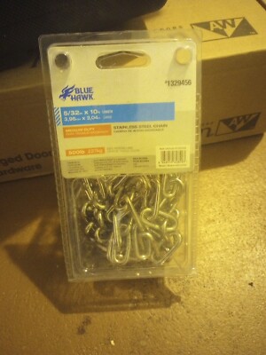 Blue Hawk 5/32-in X 10-ft Welded Stainless Steel Straight Chain 500lb ...