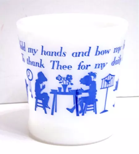 Fire King Vintage D Handled White Mug 3 1/3" Child's Prayer Daily Pattern