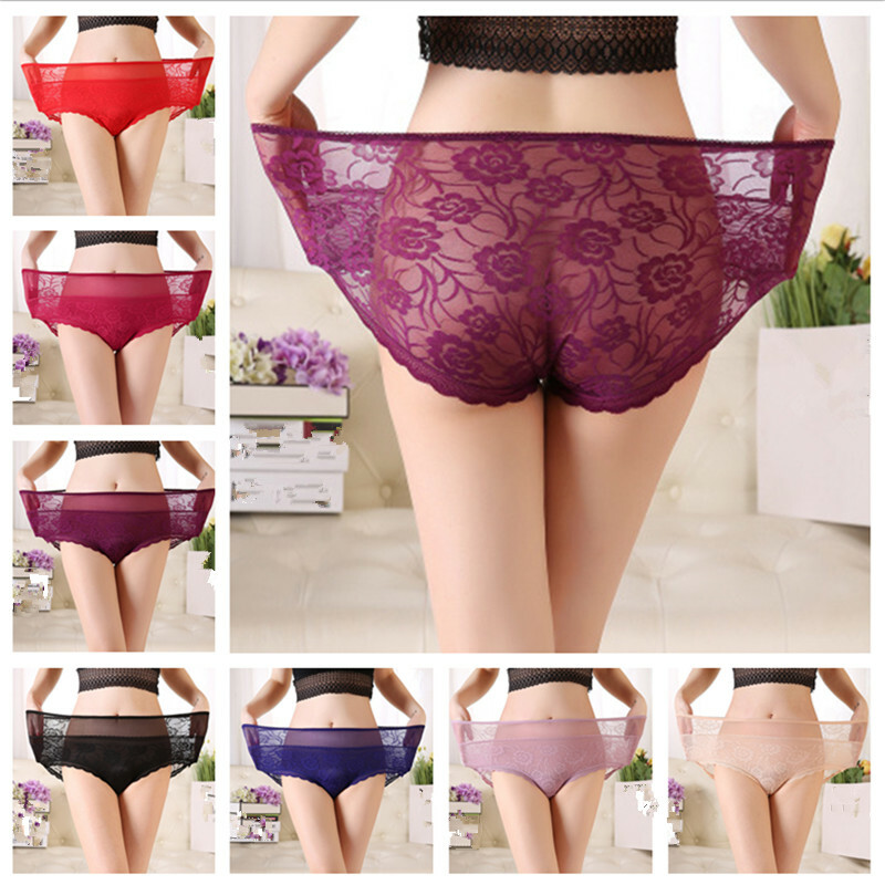 Hot Plus Size Women's Lace Floral Briefs Panties Knickers Ladies