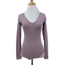 Everlane Bodysuit Womens XS Extra Small Faded Purple Stretch Supima Snap Closure