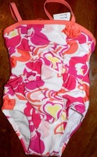 Swimsuit Floral Gymboree White Ruched Girl size 12-18 month New