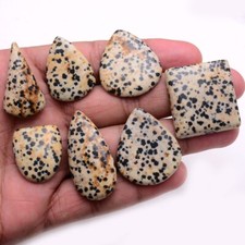 7 Pcs Natural Dalmatian Jasper Untreated 24mm-39mm Cabochon Loose Gemstones Lot