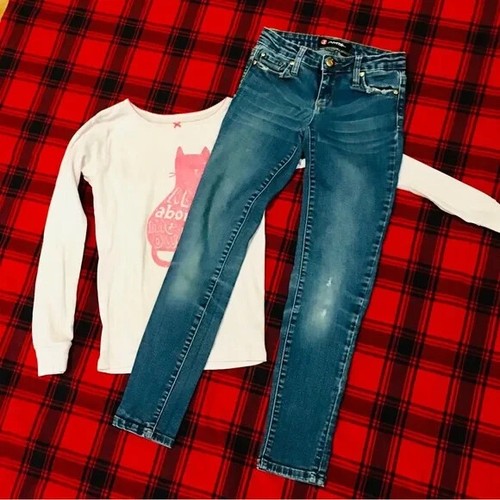 Rosa Katze Top Shirt Jeans Outfit Set Mädchen 10 12 - Kätzchen Haustiere Tiere - Schule - Bild 3 von 7