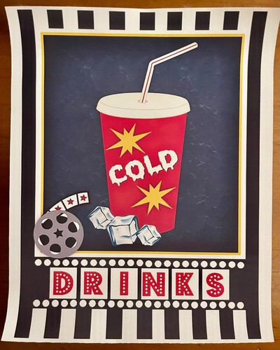 CINEMA Candy Bar Themed Canvas Posters Set of 3 Drinks, Popcorn Movie Free Post - Picture 5 of 6