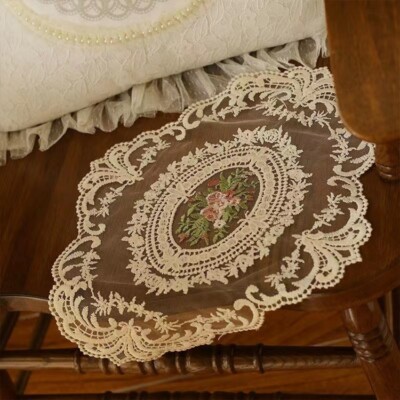 1x Französischer Stil Spitze Blumen Platzdeckchen Bestickt Tisch Matte Heim