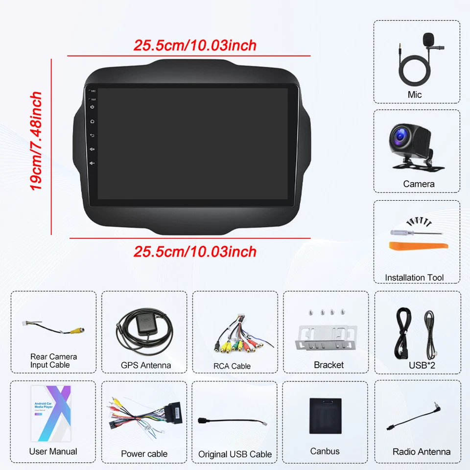 2+64GB Carplay Android 15 Autoradio GPS SAT Navi BT Für Jeep Renegade 2015-2020 - Bild 2 von 4