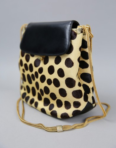 Vintage 60's GRETA soft original faux Leopard bag purse with brass finishings - Picture 3 of 16