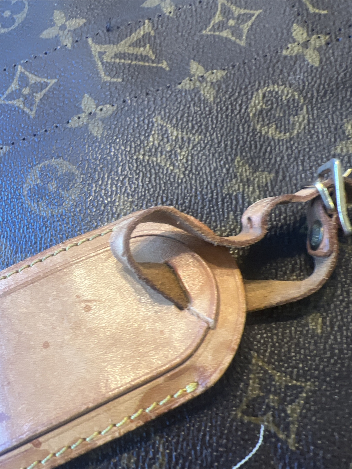 LOUIS VUITTON Luggage Tag and Handle Strap Set Genuine LV Leather Vachetta Set