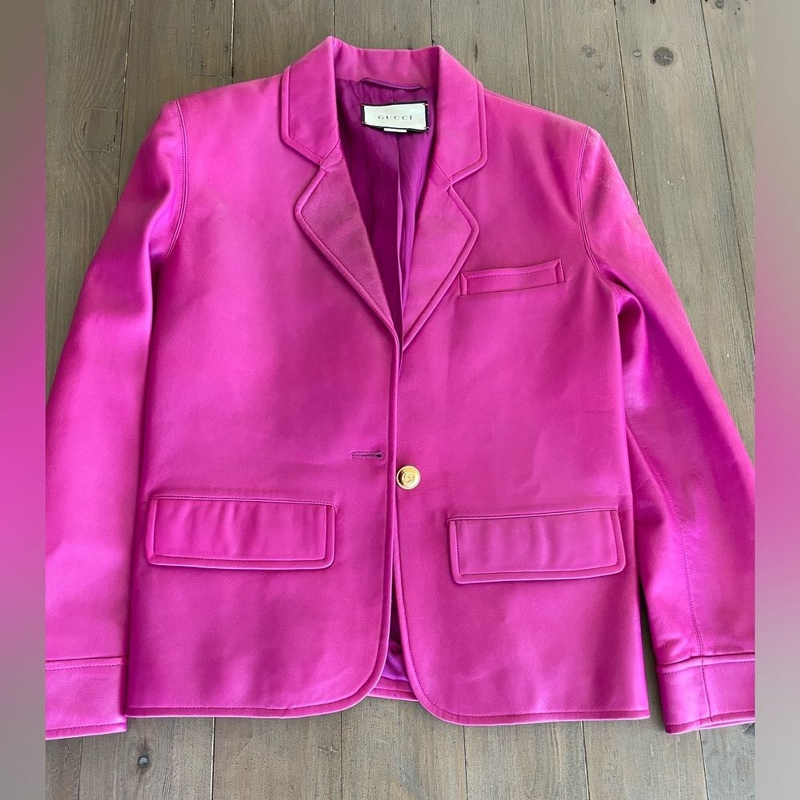 RRP US$5,000 RARE Gucci women pink lamb leather blazer jacket image 4