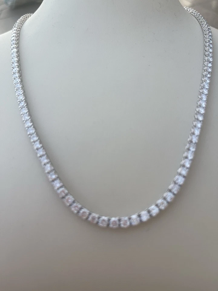 "Collar de tenis de diamantes de eternidad cultivados en laboratorio de oro blanco de 14 quilates de 18,05 quilates, 17"" ¡NUEVO!