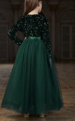 slim fit dress slacks Emerald Sequin Long Sleeve Tutu Dress 2T
