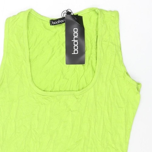Pullover Boohoo para mujer verde viscosa ceñido al cuerpo talla 6 cuello cuadrado - Imagen 10 de 10