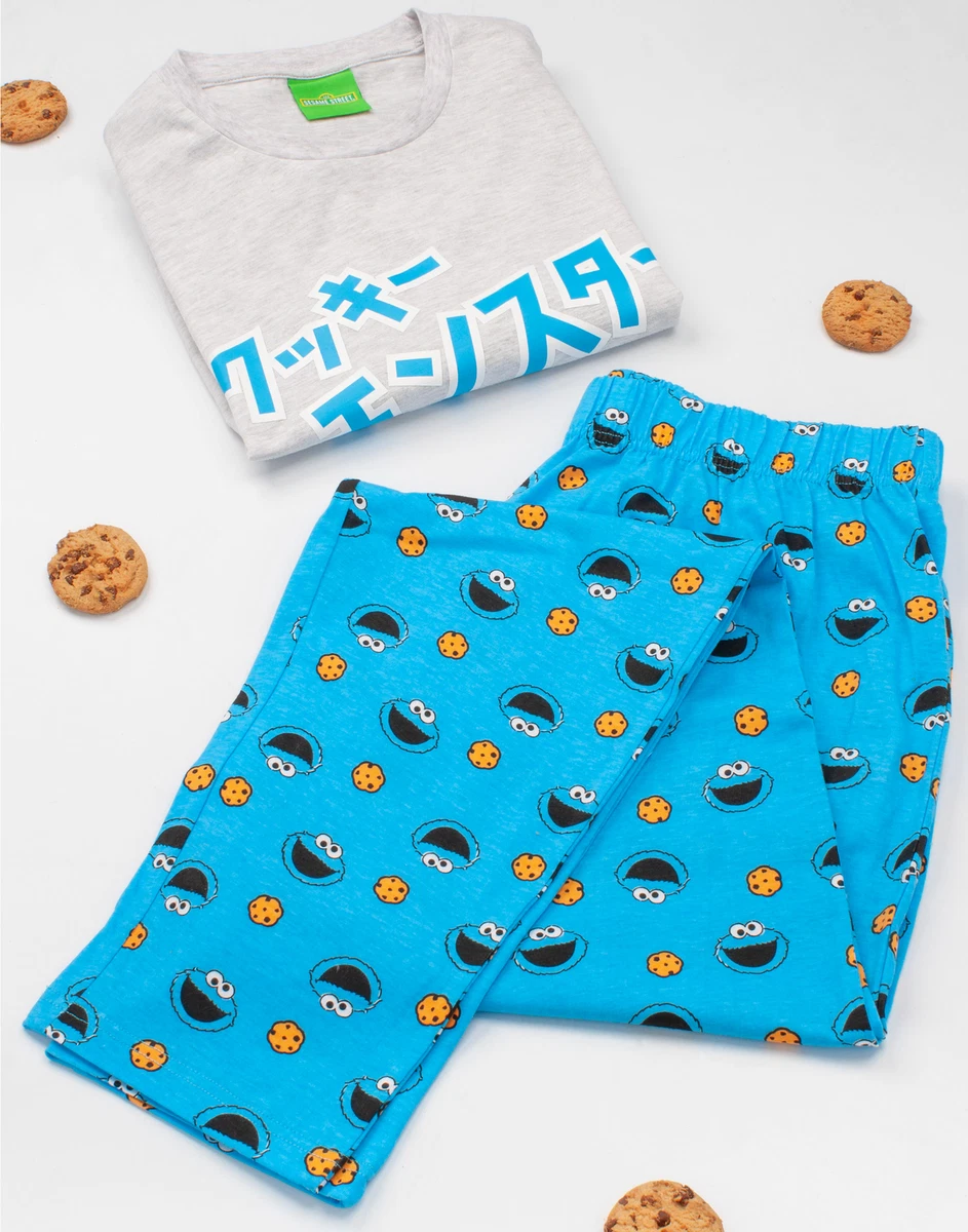 Cookie Monster Pyjamas Mens Sesame Street Muppet T Shirt