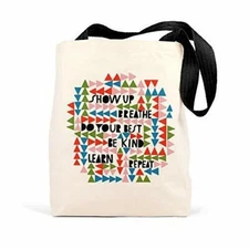 Reusable Grocery Shopping Canvas Tote Bag SHOW UP BREATHE DO YOUR BEST REPEAT