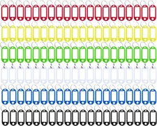 120 Pack Plastic Key Tags with Label Window ID Tag & Split Ring Keychain6 Colors