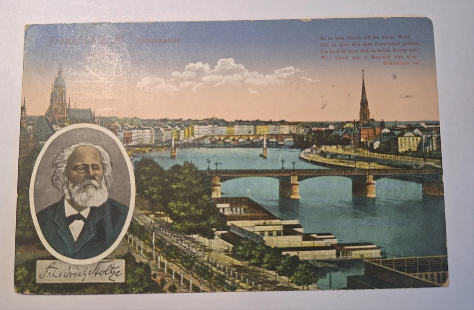 Alte AK Frankfurt am Main 1915 – Friedrich Stoltze Portrait – Feldpost WK1 Rems - Bild 1 von 2
