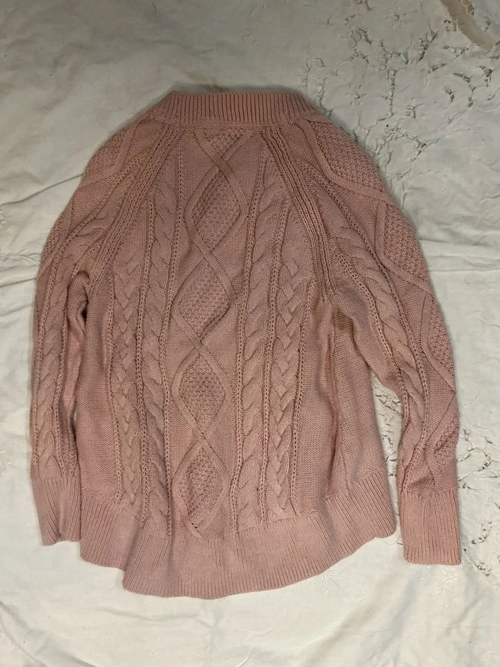 SUÉTER GAP NIÑOS NIÑAS Talla S (6) ROSA TEJIDO CABLE CUELLO REDONDO  Foto 3 de 3