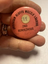 Vintage Chickasaw Bluffs Muzzle Loaders 2nd Rendezvous Pink Button Pin