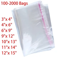 Clear Resealable Self Sealing Cello Cellophane Bag Plastic OPP Poly Bag Any Size