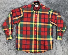 Vintage Sears Roebuck Shirt Mens Large Multicolor Plaid Button Down Long Sleeve