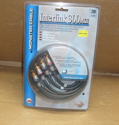 NEW Monster Cable Interlink 300 MKII - RCA Stereo Audio Interconnect 2M 6.6 Feet