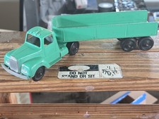 Vintage Tootsie Toy 1950s Semi Mack Truck Trailer Diecast Metal Original Teal