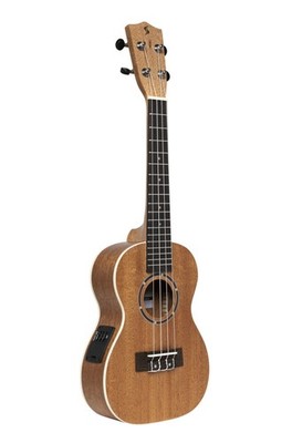 Akustisch-elektrische Konzert-Ukulele mit Decke aus Sapele und Gigbag