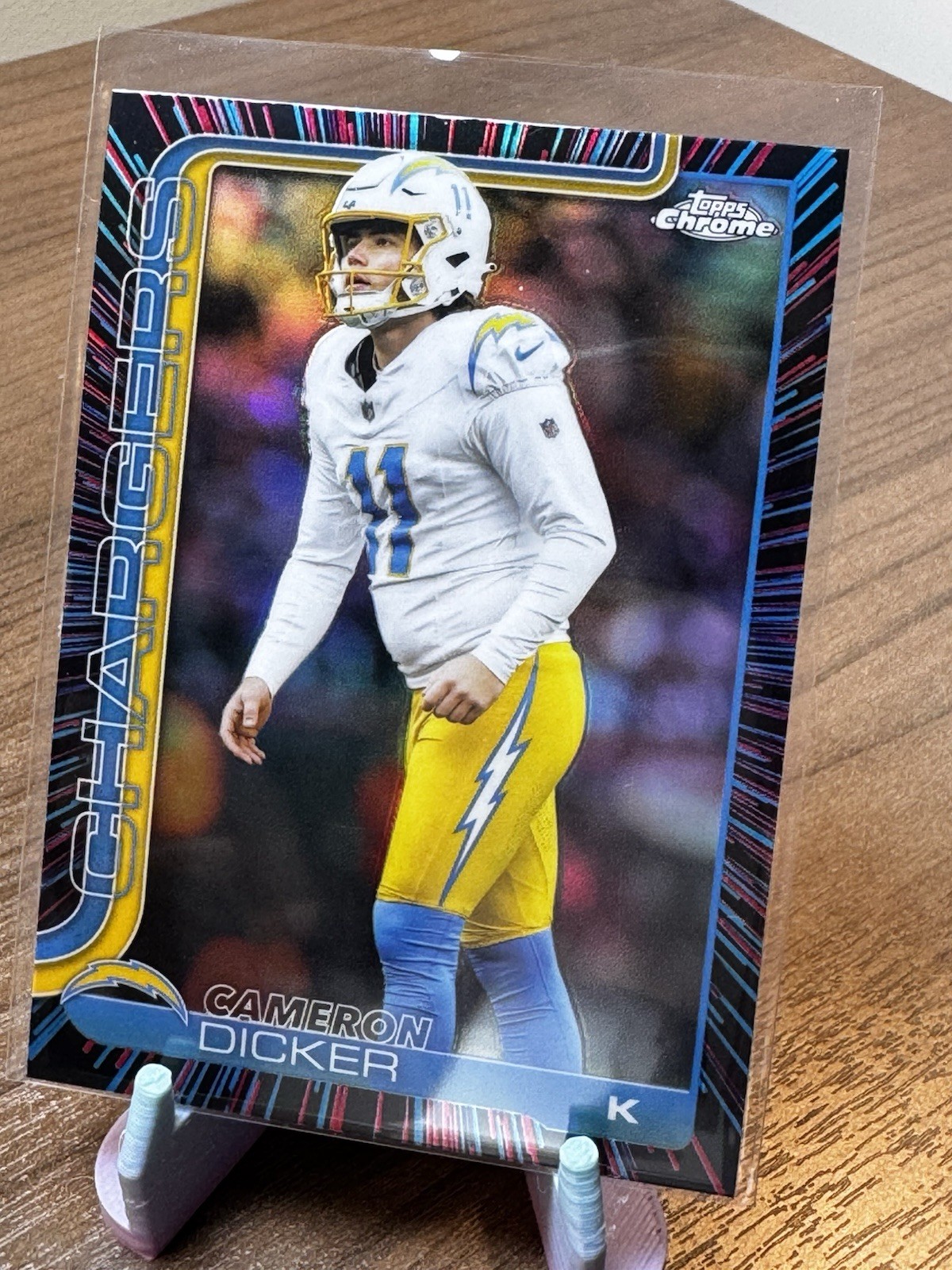 2025 Topps Chrome Cameron Dicker Neon Pulse Refractor Chargers SR3 SP