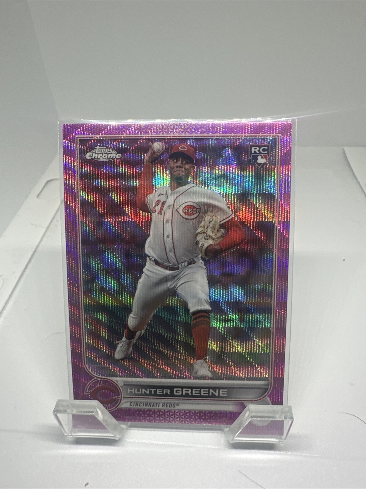 2022 Topps Chrome Update Series - Hunter Greene #USC191 Pink Wave Refractor (RC)