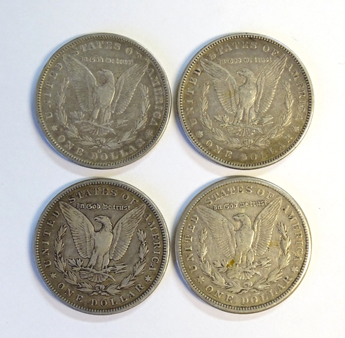 Lot of 4 Morgan Silver Dollar Coins (various dates & mint marks) / FedEx FS - Picture 8 of 13