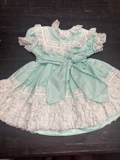 Vintage Ruffled Pageant Tea Party Dress Mint Green White Lace Size 4 Homemade 