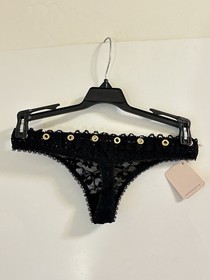 NWT Agent Provocateur STEVIE Lace Thong Black Lace 2 S Boudoir Vamp Luxury