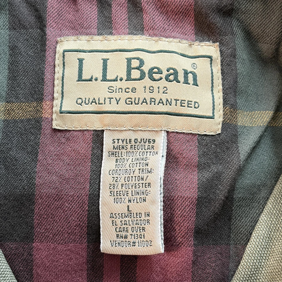 Abrigo Chaqueta LL Bean Barn Field Para Hombre Grande Verde Pana Cuello Lona OJV69 Foto 2 de 4