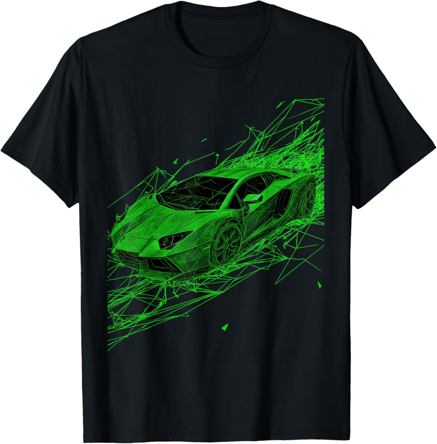 Lime Green Italian Sports Car Lightning Graphic T-Shirt