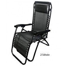 2 Sdraio Nere Basculante Reclinabile Giardino Esterno Poltrona con Poggiapiedi