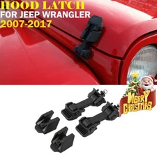 Front Locking Hood Catch Lock Latch Brackets Kit For 2007-2018 JEEP Wrangler JK