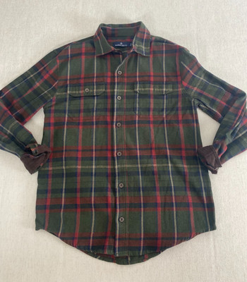 Rainforest Button Up Flannel Shirt Mens Medium Multi Plaid Long Sleeve Pockets